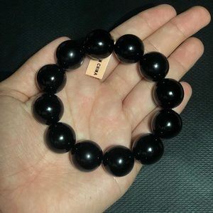 Chinese black bead stretch bracelet